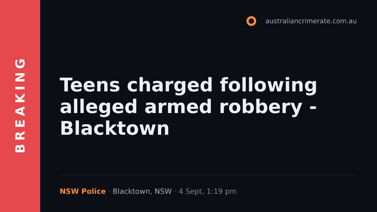 Teens charged following alleged armed robbery - Blacktown